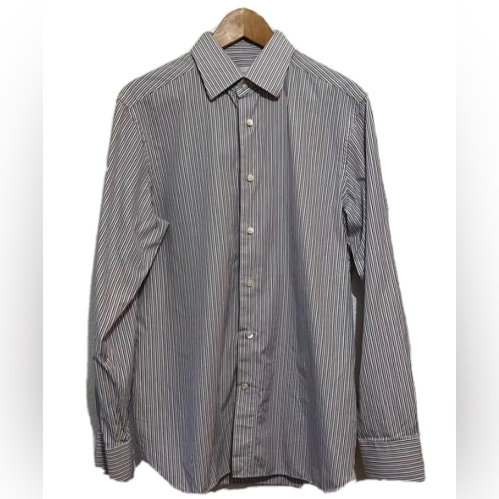 *Ermenegildo Zegna Mens Long Sleeve Button Down Blue/Pink Stripe Shirt Size M